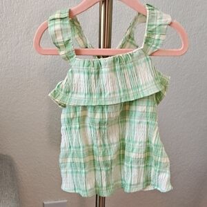 Zara Green Plaid Kids cross back tank top